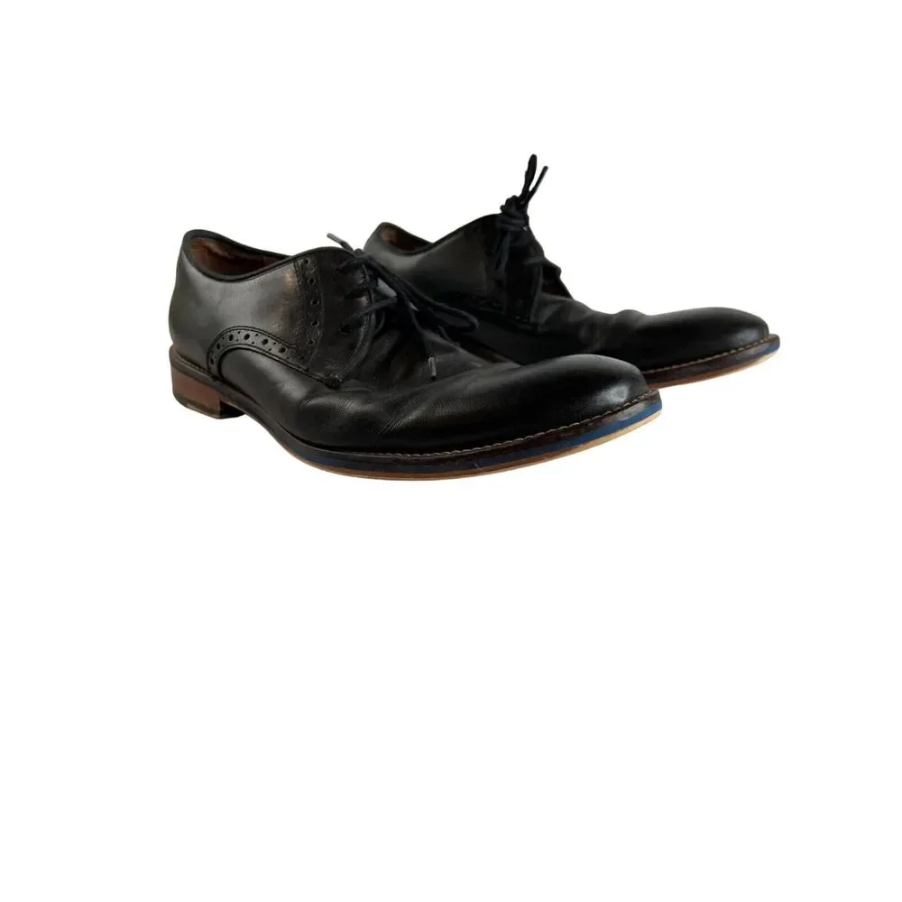 Johnston & Murphy Mens Black Leather Lace-Up Oxford‎ Dress Shoes Sz 8 Dress Work